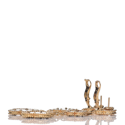 Van Cleef & Arpels 18K Yellow Gold Mother of Pearl Black Onyx 3 Motifs Magic Alhambra Earrings 3 of 5