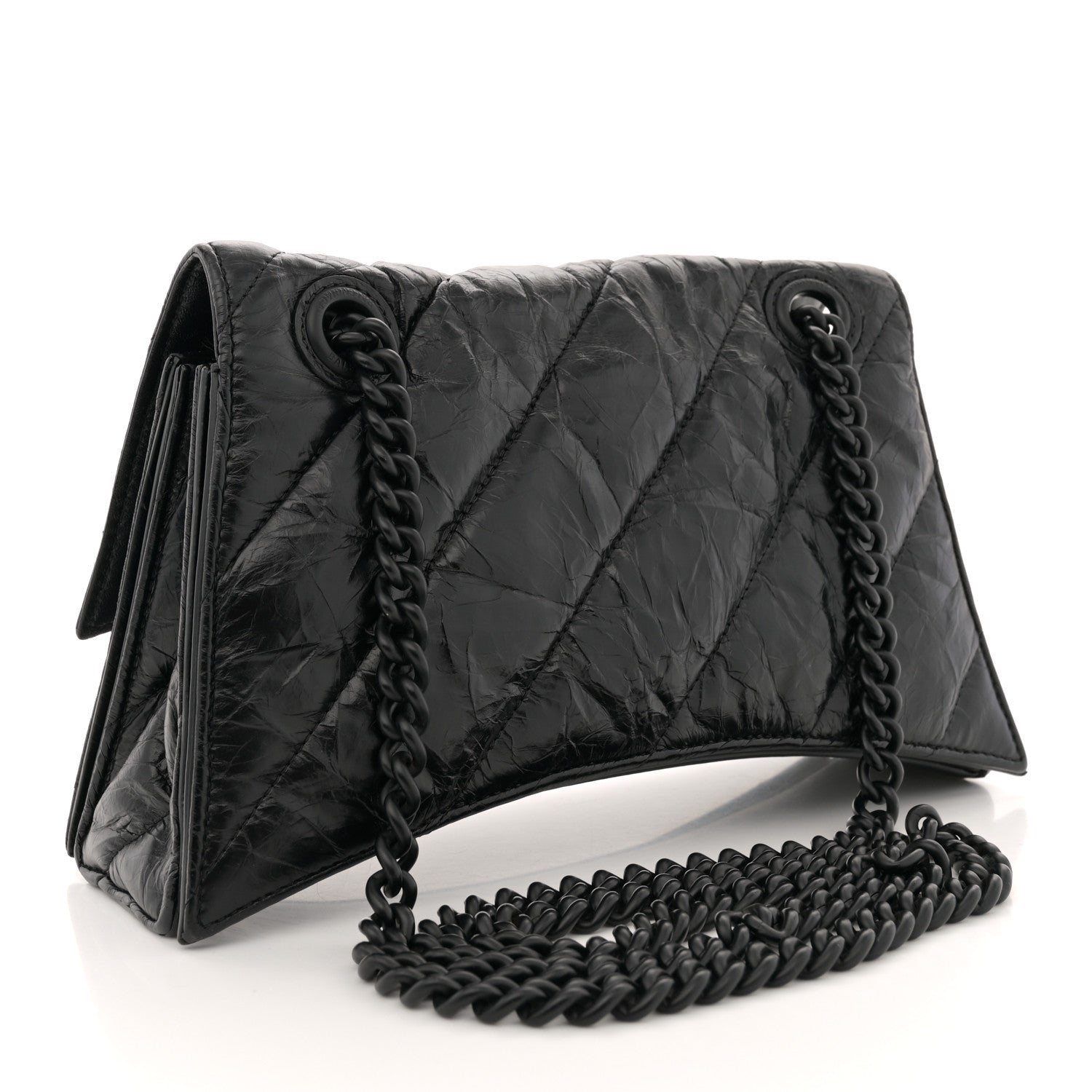 Balenciaga Crushed Calfskin Quilted Matte Black Hardware Small Crush Chain Bag Black 3 of 12