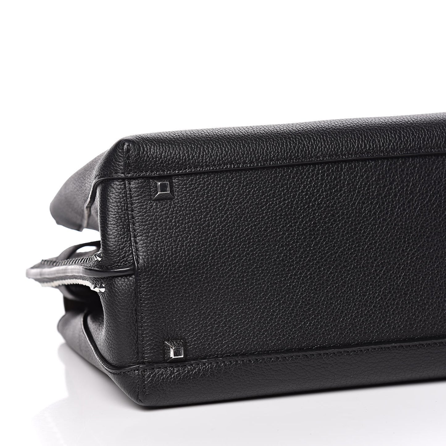 Grained Calfskin Studded Medium Milla Tote Black