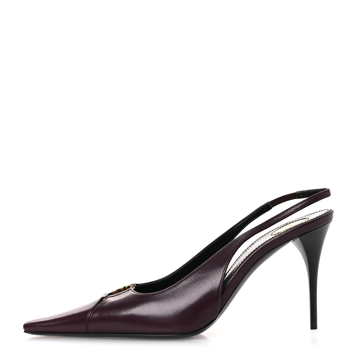 Saint Laurent Nappa Babylone Breteuil Slingback Pumps 36 Bordeaux 1 of 12