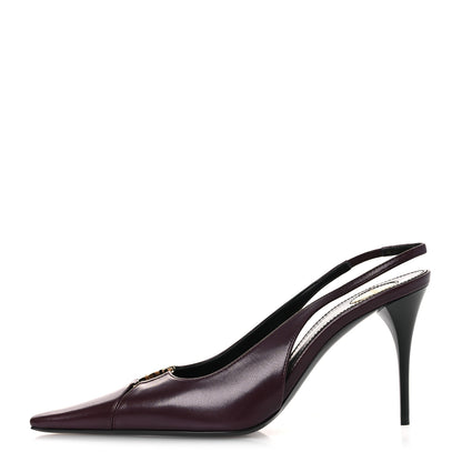 Saint Laurent Nappa Babylone Breteuil Slingback Pumps 36 Bordeaux 1 of 12