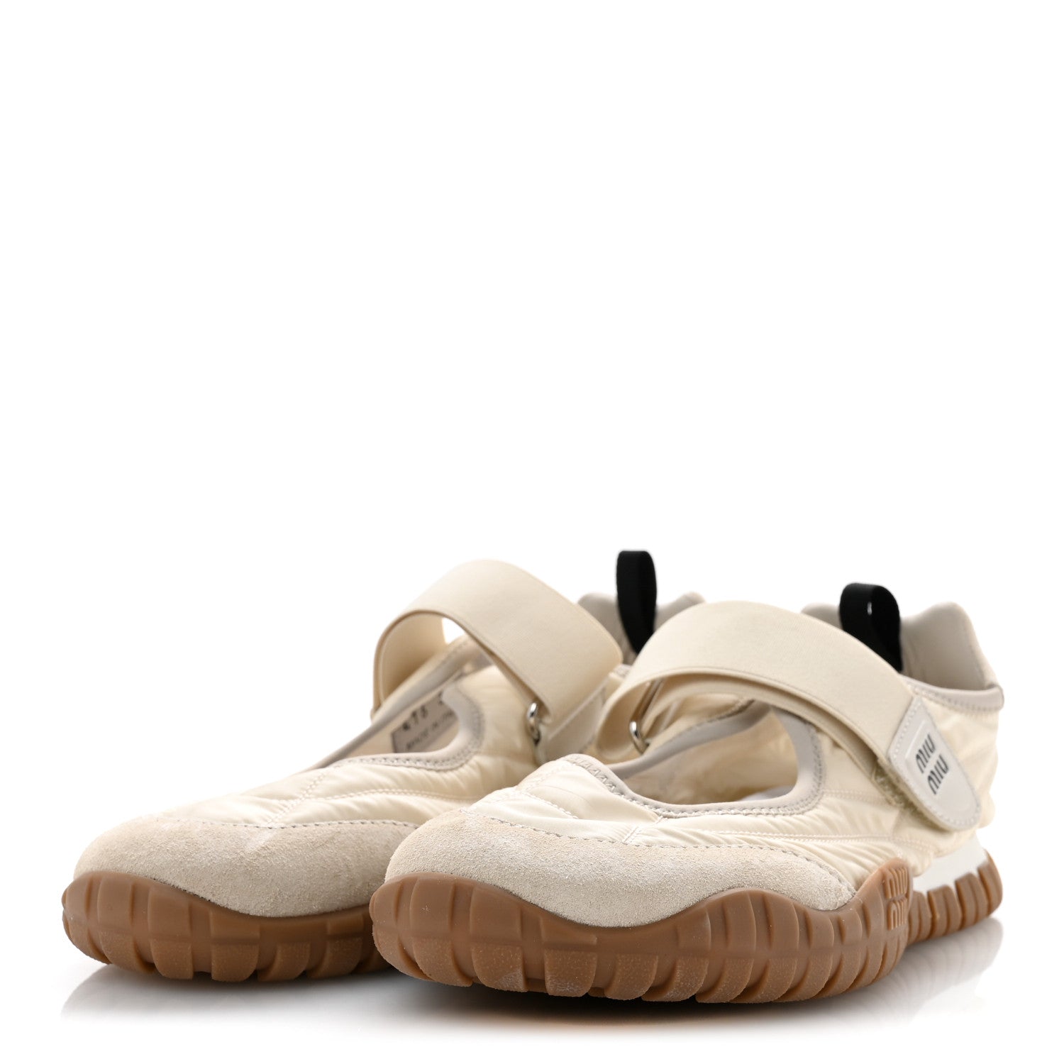 Miu Miu Technical Fabric Suede Womens Tyre Ballerina Flats 36.5 Ivory 4 of 8