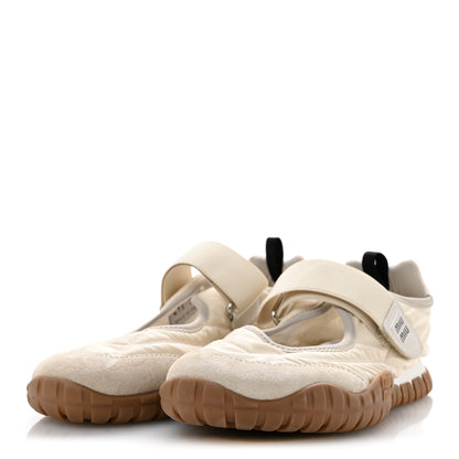 Miu Miu Technical Fabric Suede Womens Tyre Ballerina Flats 36.5 Ivory 4 of 8