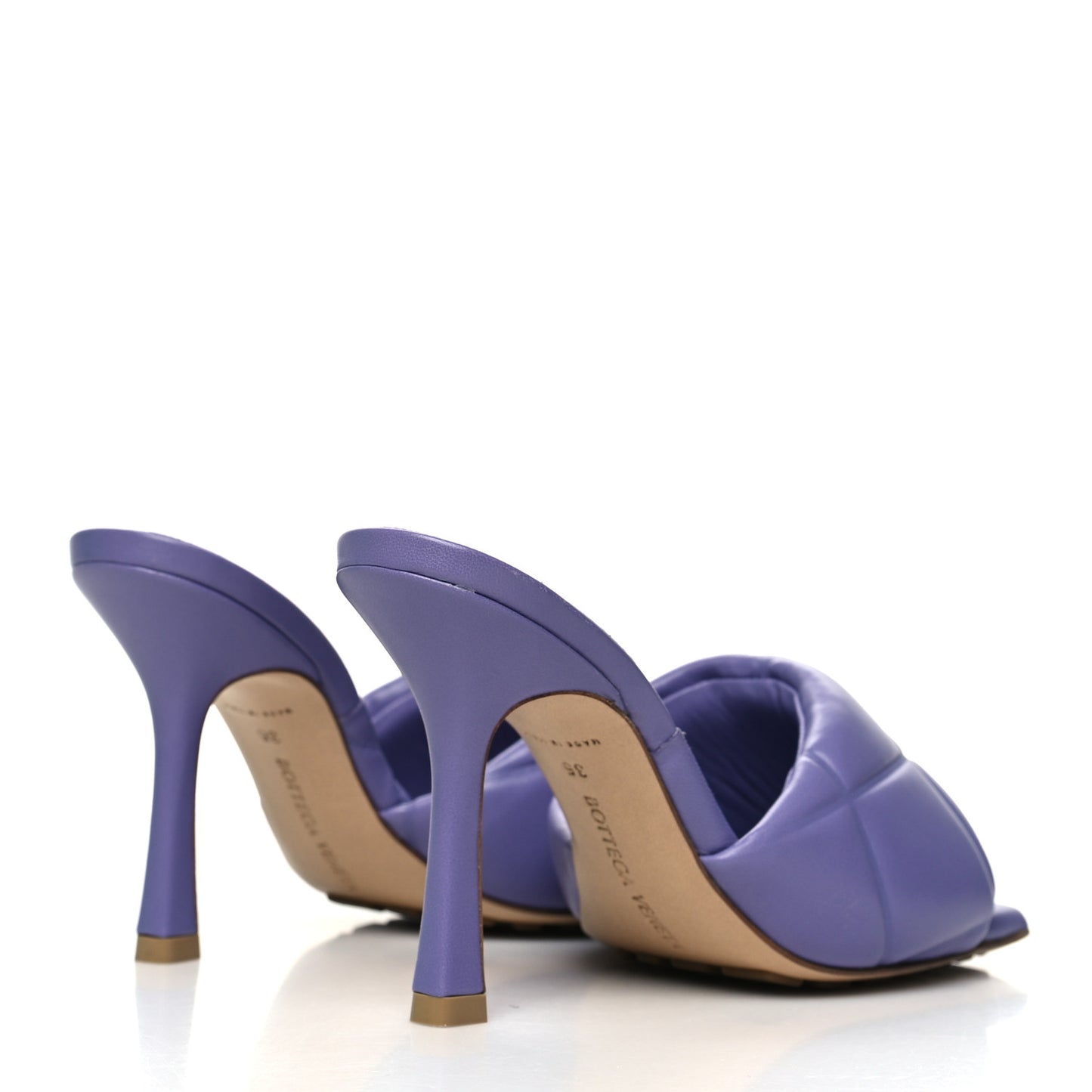 Nappa Quilted Rubber Lido Mule Sandals 35 Lavender