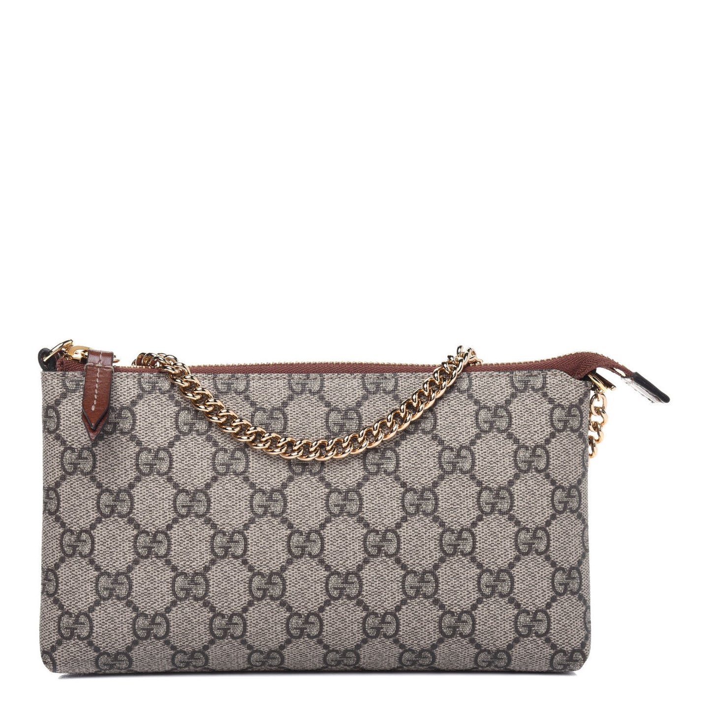 GG Supreme Monogram Wrist Wallet Brown