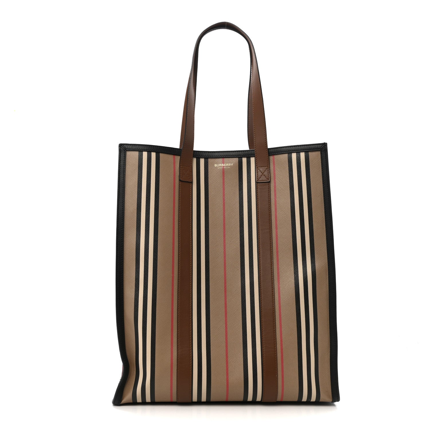 Burberry E-Canvas Stripe Book Tote Tan Archive Beige 1 of 15