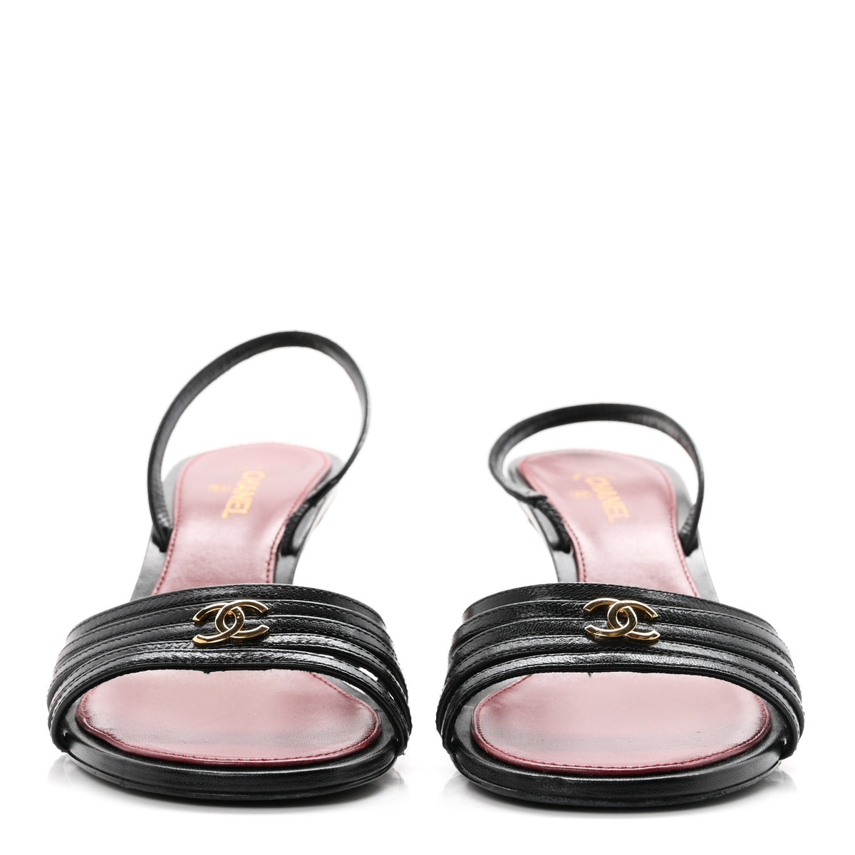 Goatskin CC Caged Sandals 38 Black