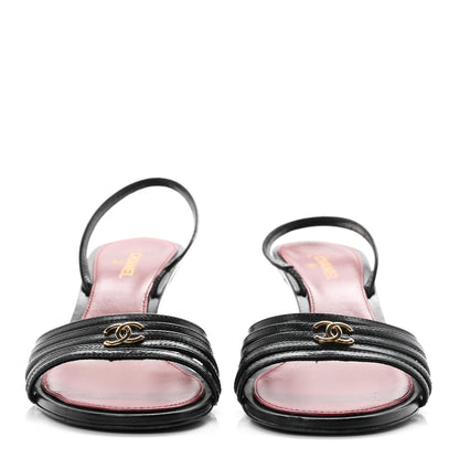 Chanel Goatskin CC Caged Sandals 38 Black 3 of 8