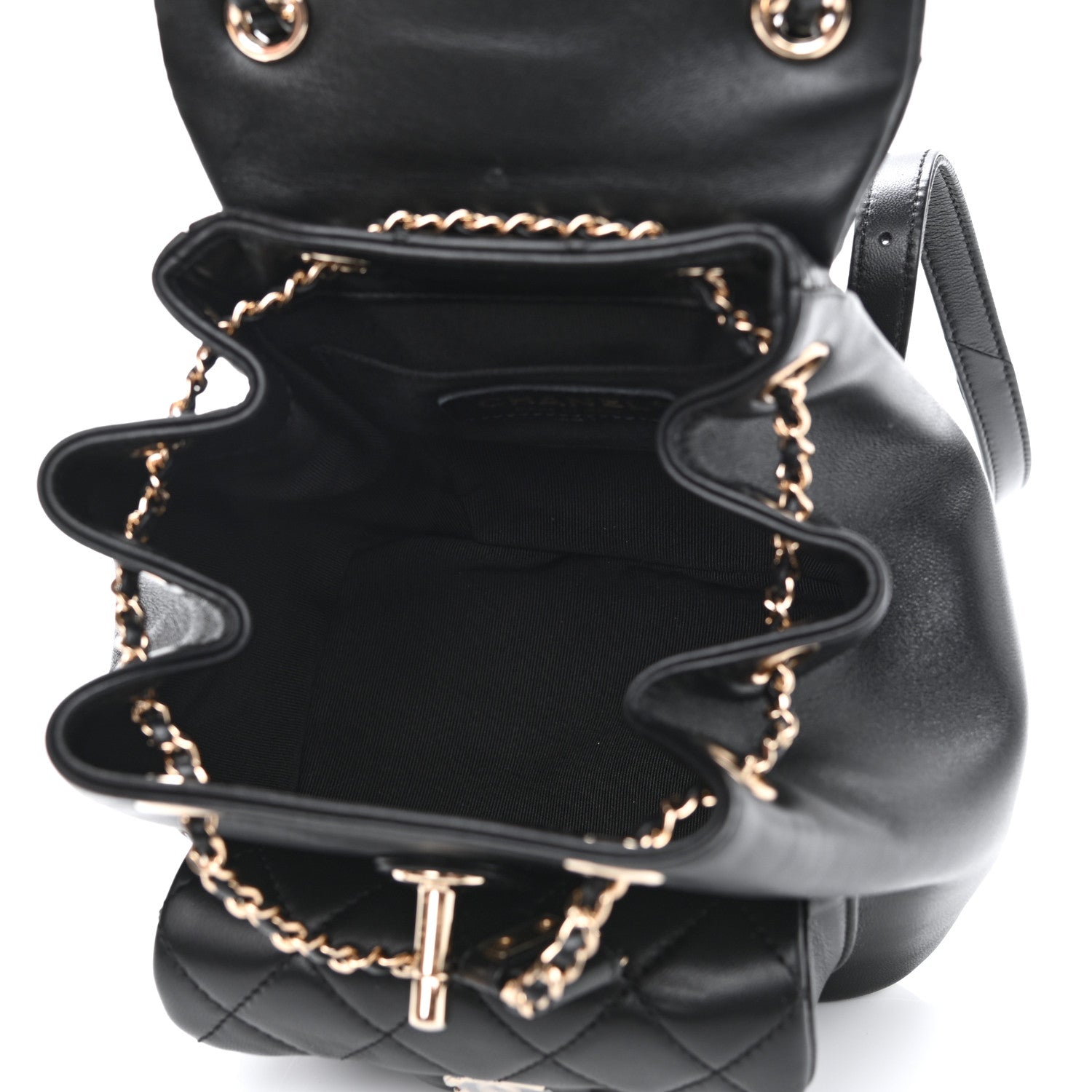 Chanel Lambskin Quilted Small Duma Drawstring Backpack Black 5 of 13