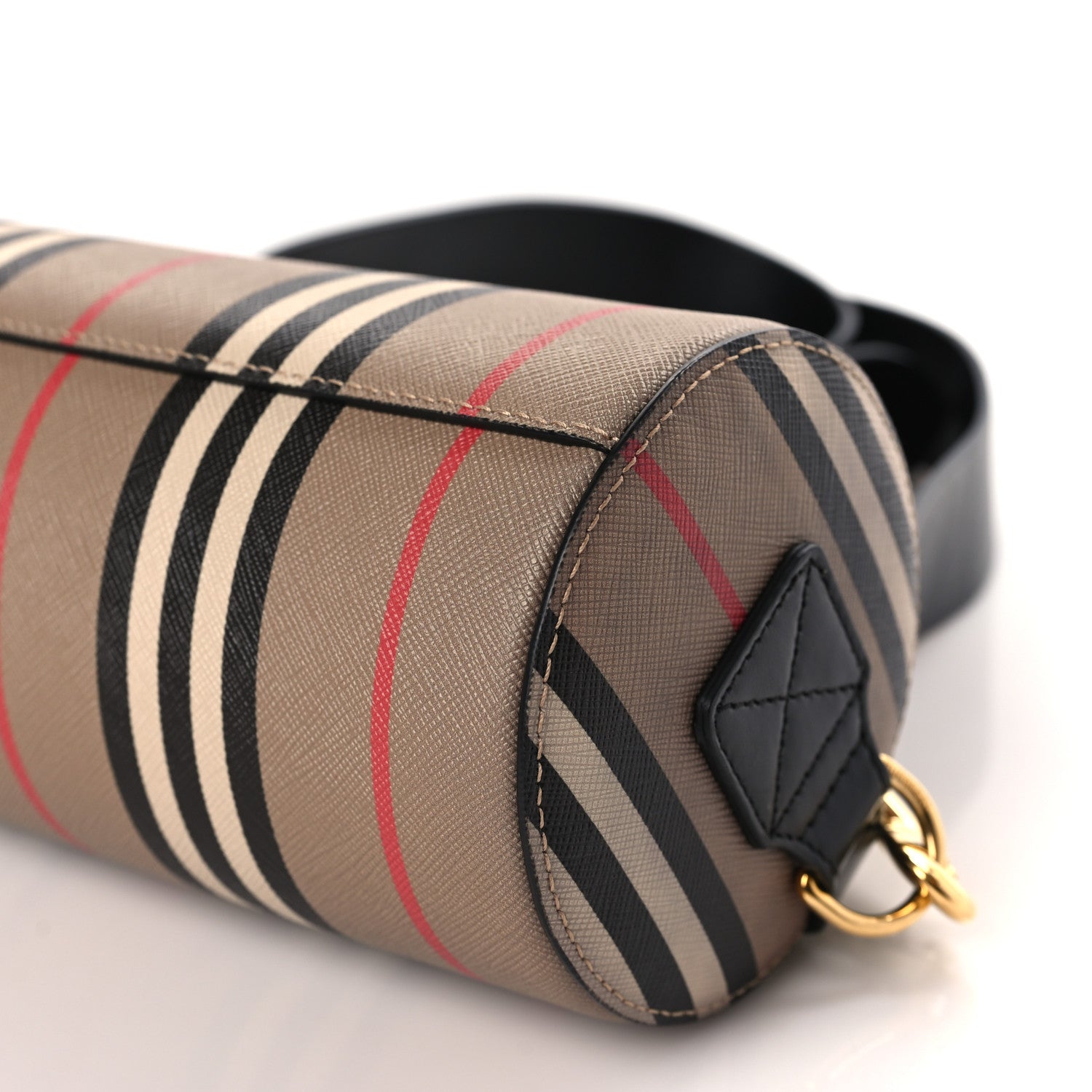 Burberry E-Canvas Calfskin Stripe Icon Barrel Bag Archive Beige 9 of 10