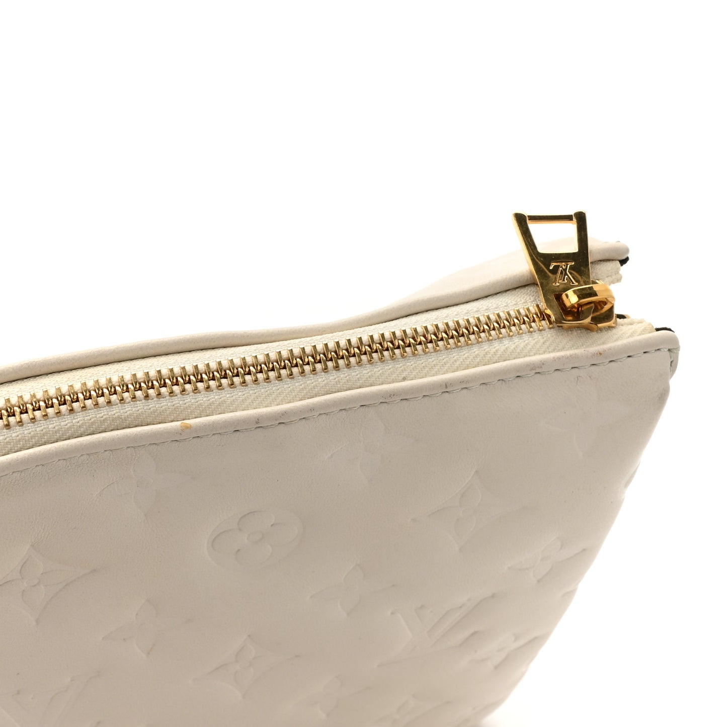 Lambskin Embossed Monogram Coussin PM Beige Cream