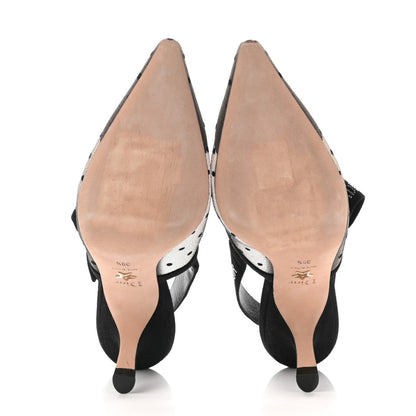 Christian Dior Mesh Plumetis Crystal Suede J'Adior Slingback 65mm Pumps 39.5 Nude Black 5 of 8