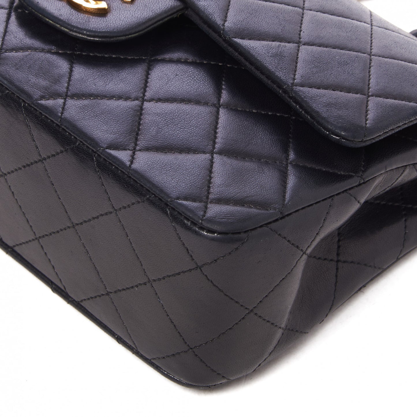 Lambskin Quilted Small Double Flap Black