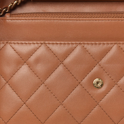 Chanel Lambskin Quilted Wallet on Chain WOC Brown 13 of 13