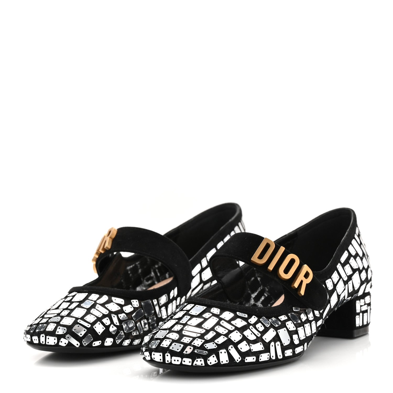 Christian Dior Mesh Embroidered Mirror Baby-D Ballet Pumps 36 Black 4 of 9