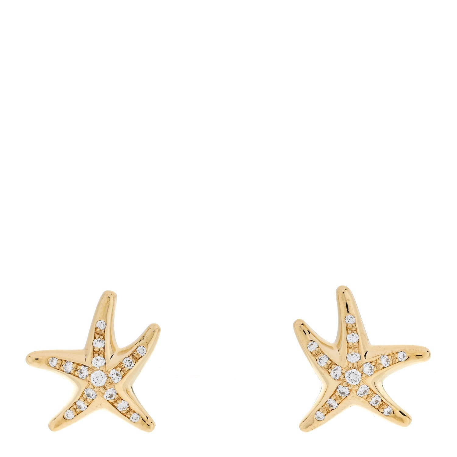Tiffany 18K Yellow Gold Diamond Elsa Peretti Starfish Earrings 1 of 5