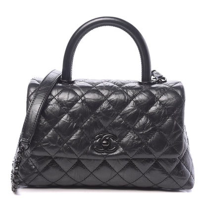 Chanel Aged Calfskin Quilted Mini Coco Handle Flap So Black 1 of 11