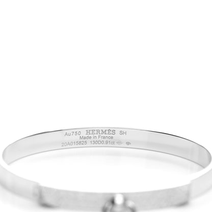 Hermes 18K White Gold Pave Diamond PM Collier De Chien Bracelet SH 3 of 4