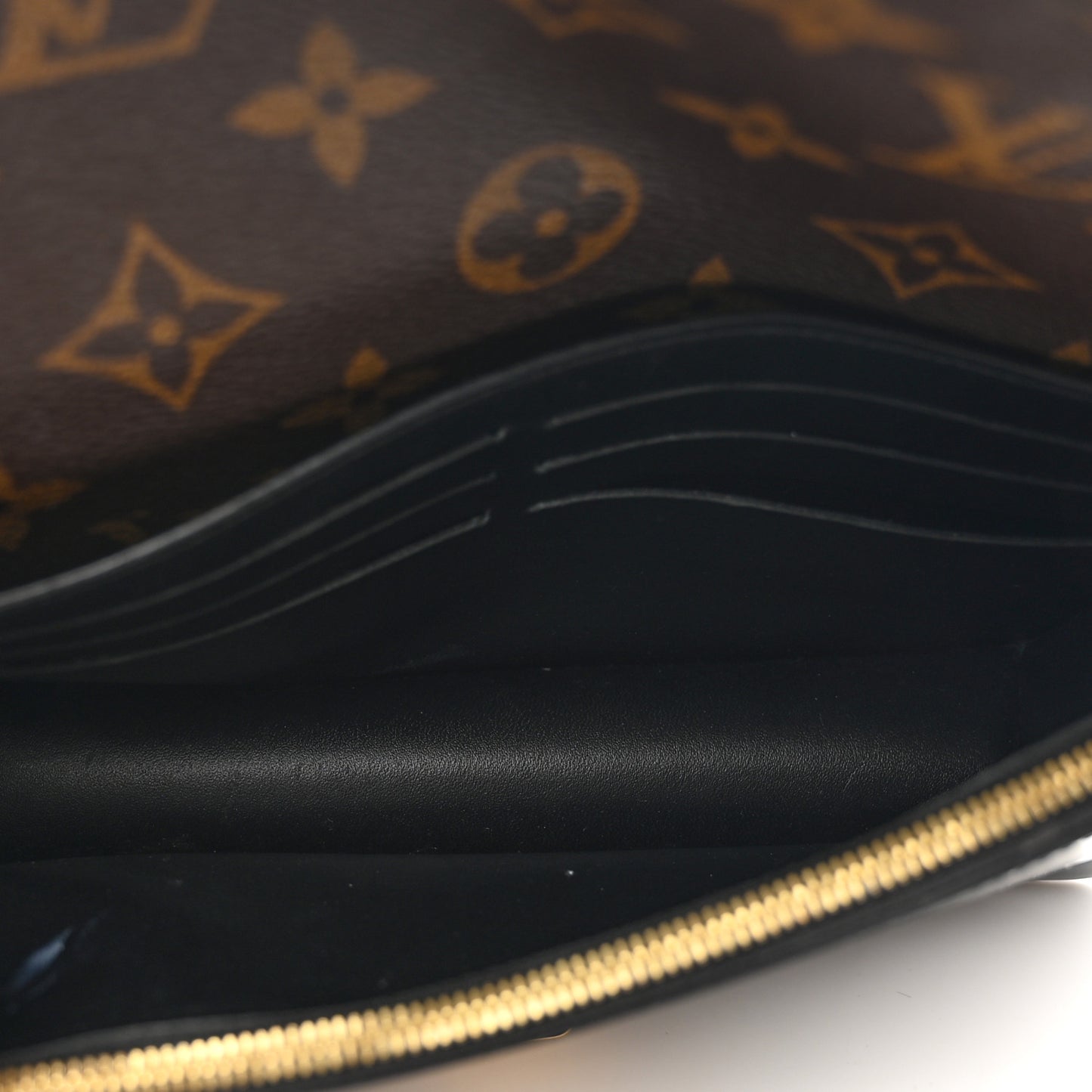 Patent Calfskin Monogram Cherrywood Chain Wallet Black