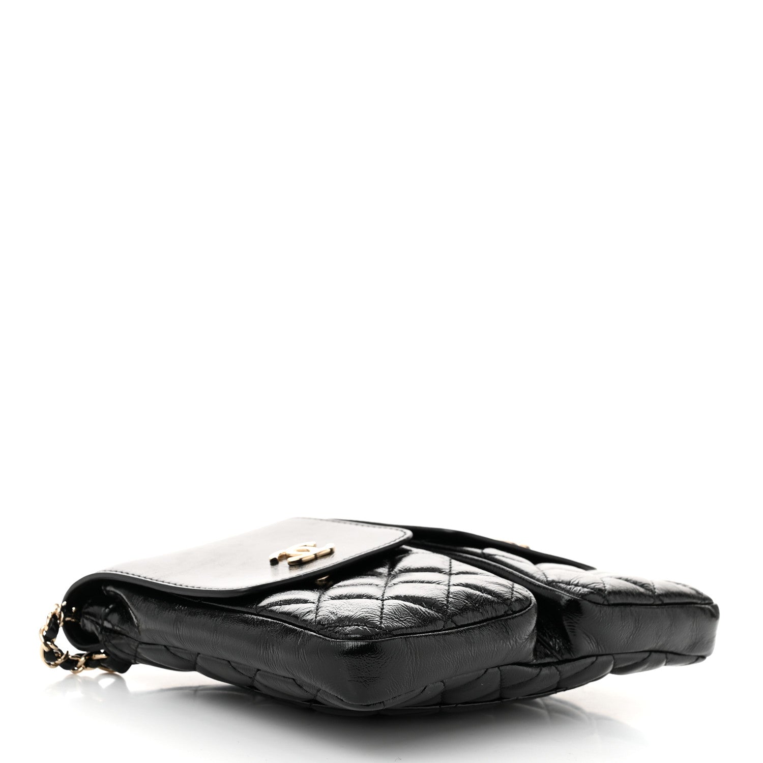 Chanel Glazed Calfskin Quilted Double Pocket Crossbody Flap Black 4 of 10