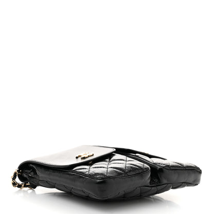 Chanel Glazed Calfskin Quilted Double Pocket Crossbody Flap Black 4 of 10
