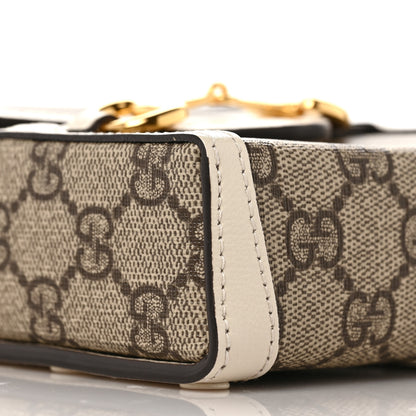 Gucci GG Supreme Monogram Azalea Calfskin Mini Horsebit 1955 Crossbody Bag Beige Ebony Mystic White 9 of 10