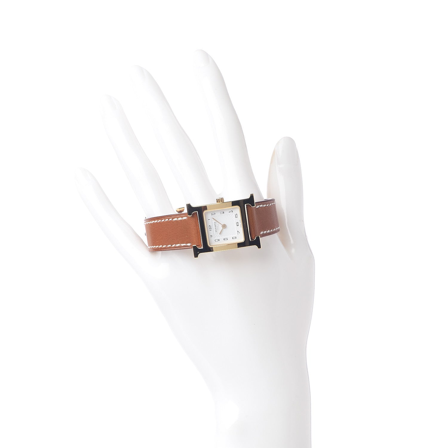 Hermes Stainless Steel Barenia 21mm Heure H Hour Quartz Watch Fauve 2 of 8