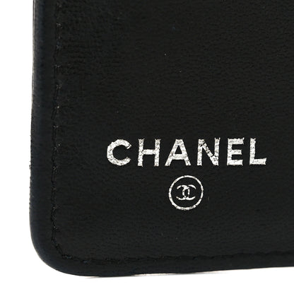Chanel Lambskin Camellia Embossed Yen Wallet Black 6 of 10