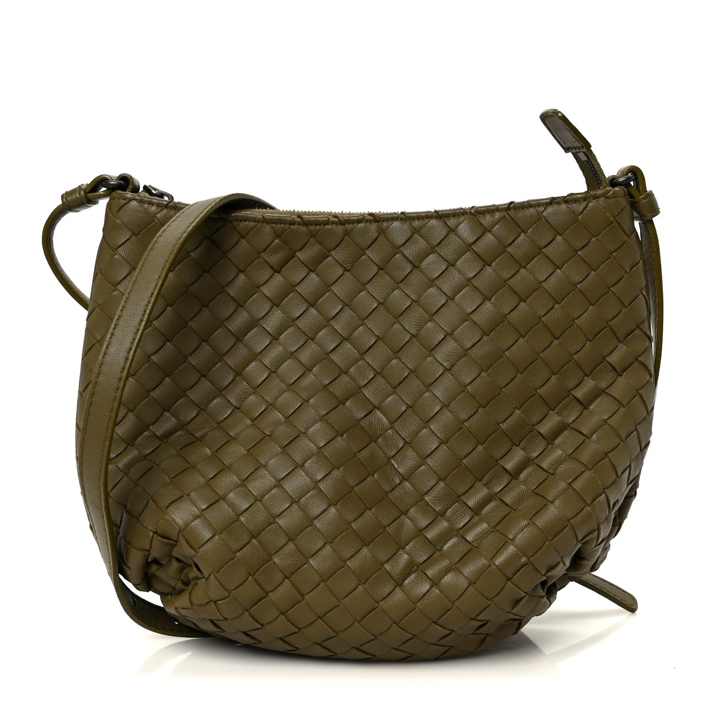Nappa Intrecciato Crossbody Olive