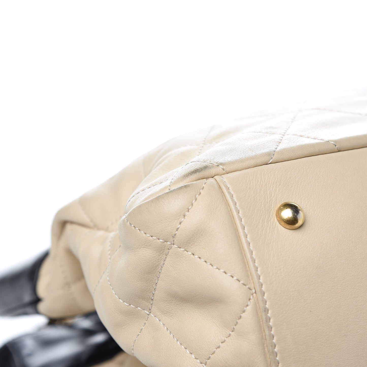 Calfskin Quilted In The Mix Shopping Tote Beige Black