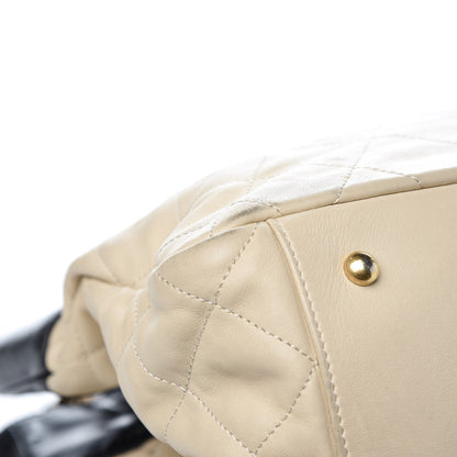 Chanel Calfskin Quilted In The Mix Shopping Tote Beige Black 11 of 15