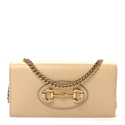 Gucci Boarded Plutone Calfskin Horsebit 1955 Wallet On Chain Bubble Tea 1 of 7