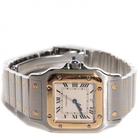 Cartier Stainless Steel 18K Yellow Gold 29mm Santos De Galbee Quartz Watch 4 of 15