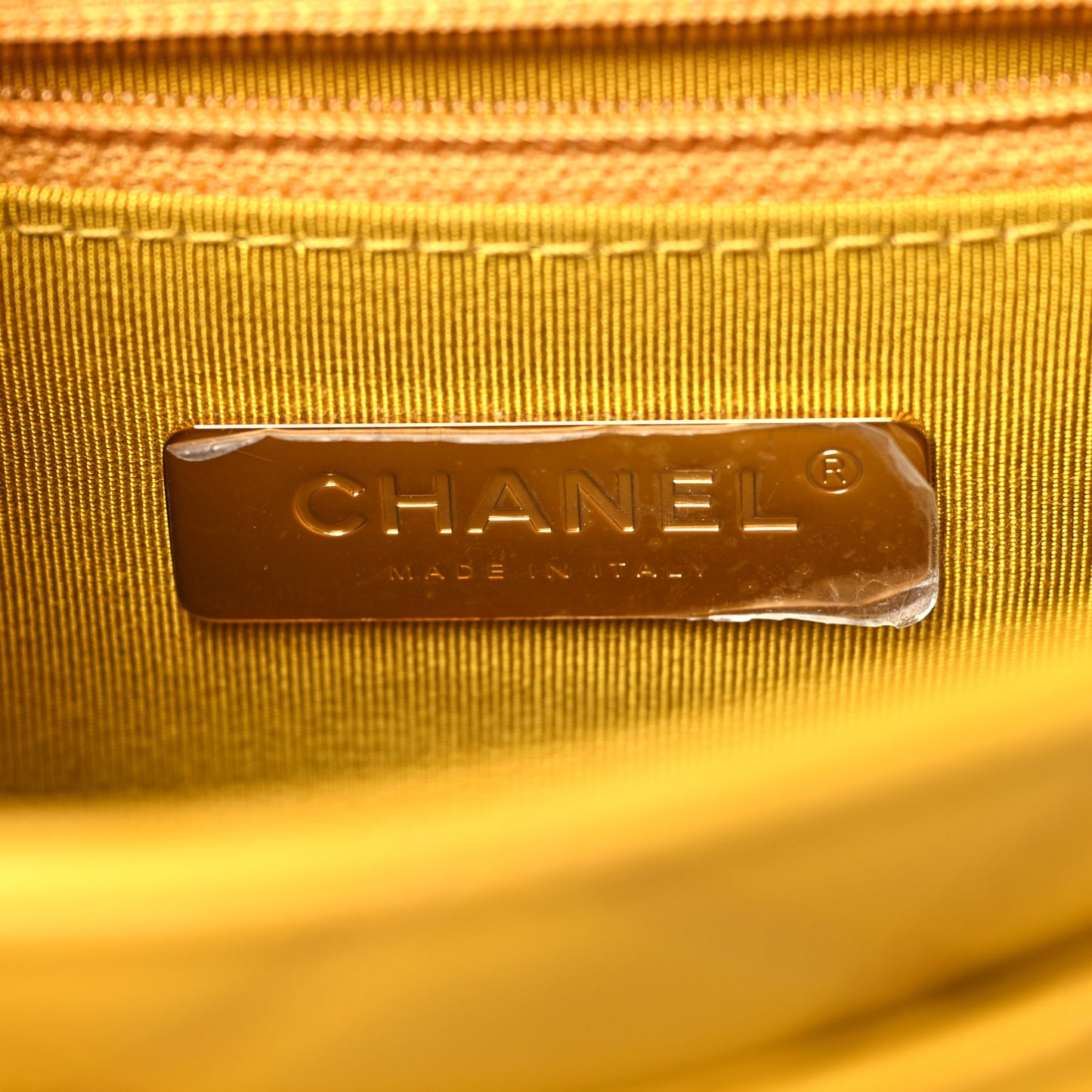 Lambskin Quilted Small Chain Infinity Top Handle Flap Yellow