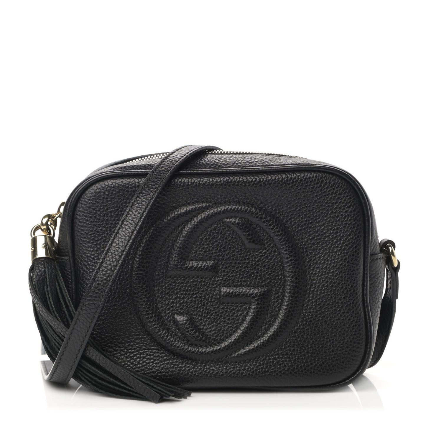 Pebbled Calfskin Small Soho Disco Bag Black