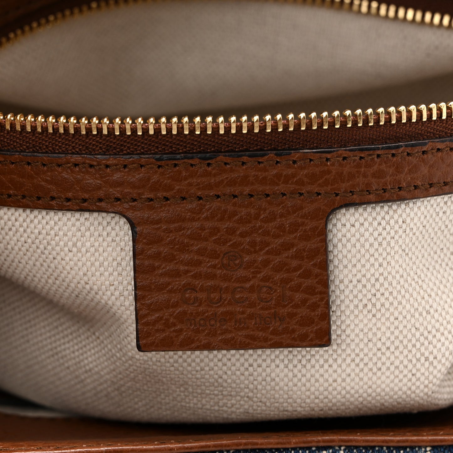 New Denim GG Monogram Dollar Calfskin Medium Jackie 1961 Tote Blue Tea Cuir Epilog