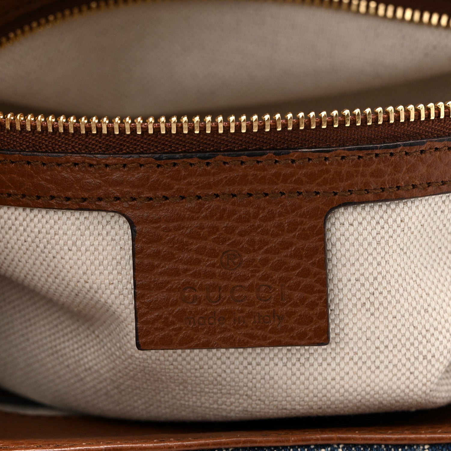 Gucci New Denim GG Monogram Dollar Calfskin Medium Jackie 1961 Tote Blue Tea Cuir Epilog 6 of 11