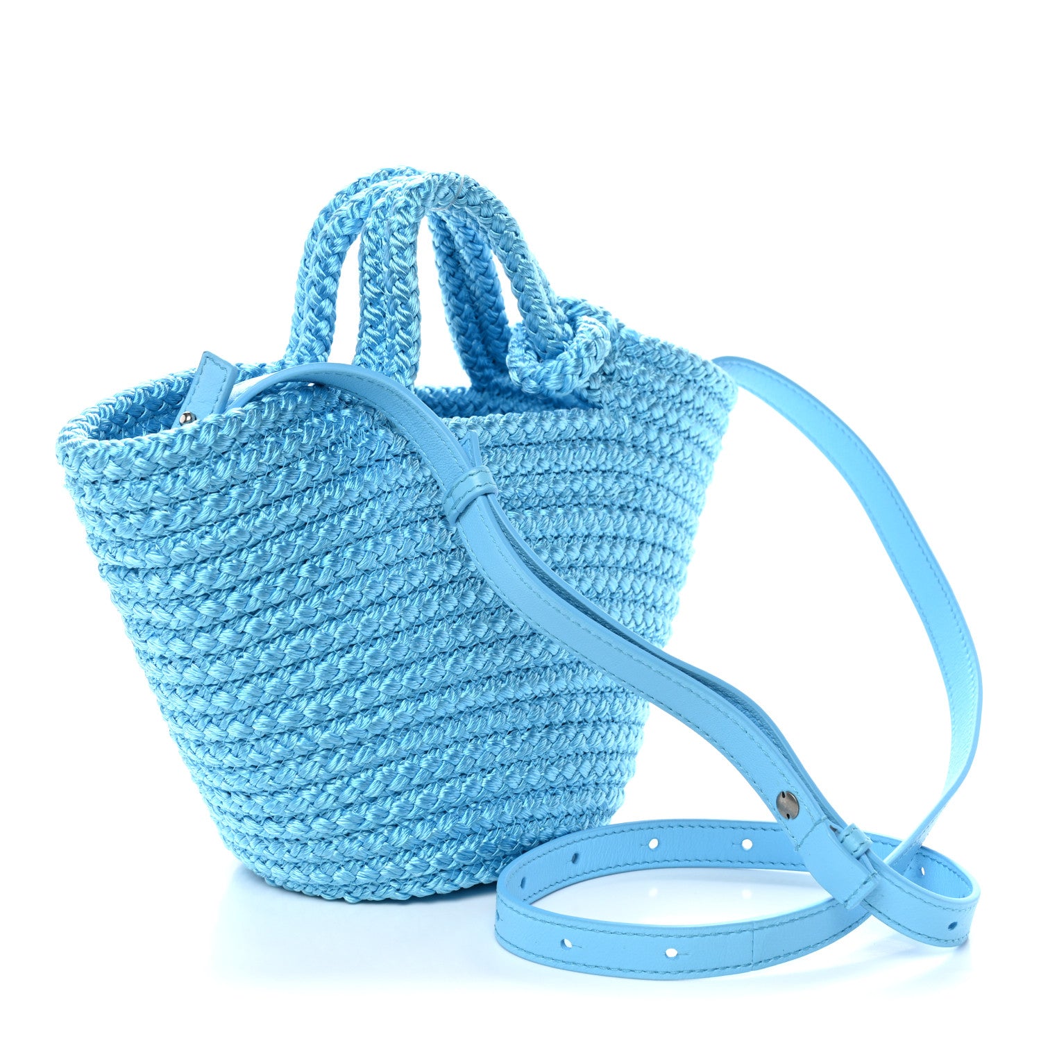 Balenciaga Nylon Lambskin Woven Mini Ibiza Basket With Strap Azur White 3 of 9