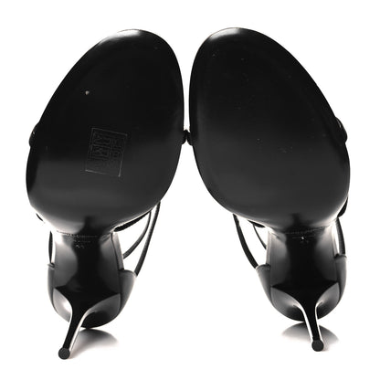Saint Laurent Calfskin Cassandra 100 Ankle Strap Sandals 41 Black Gold 5 of 9