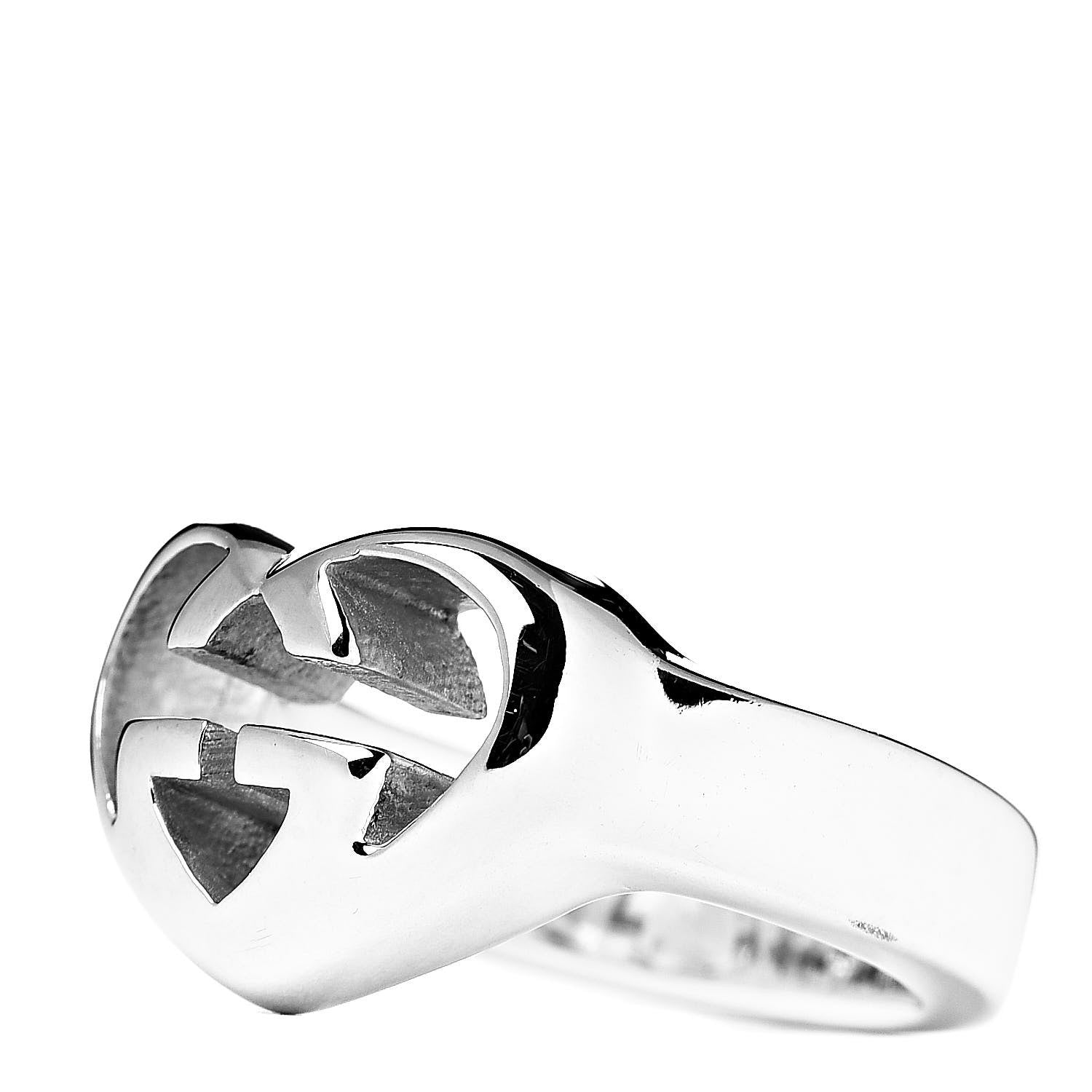 Gucci Sterling Silver Interlocking G Heart Ring 49 4.75 3 of 6