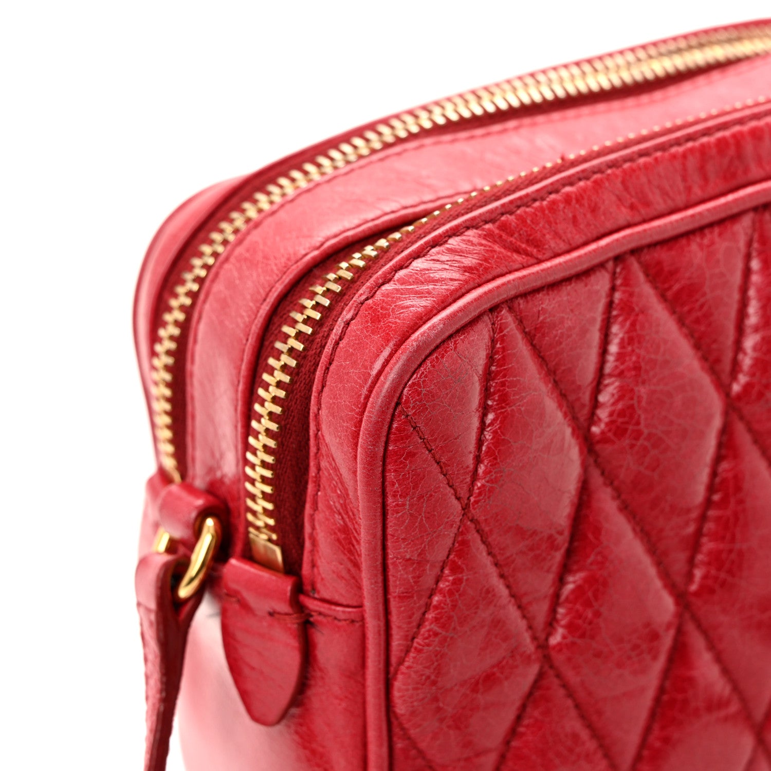 Miu Miu Vitello Shine Quilted Camera Bag Cherry 12 of 16