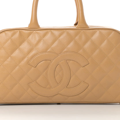 Chanel Caviar Quilted Large Bowler Bag Beige 8 of 20