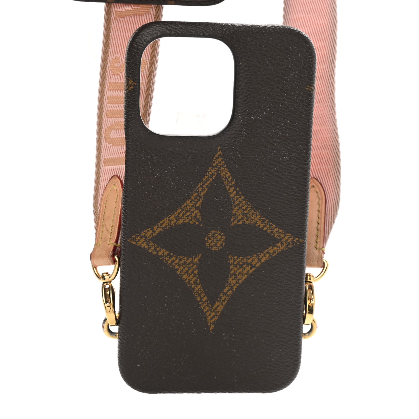 Monogram Bumper On Strap iPhone 13 Shoulder Strap Creme Pink