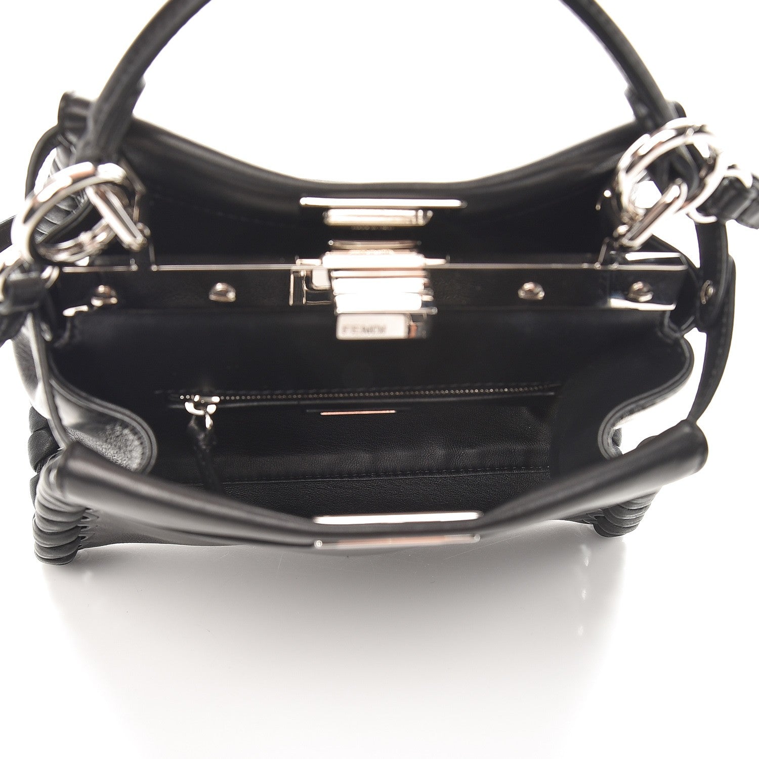 Fendi Nappa Lace Up Mini Peekaboo Iconic Satchel Black 6 of 8