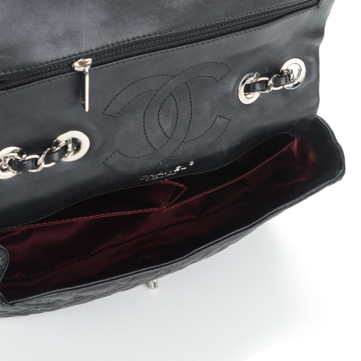 Calfskin Quilted Medium Lucky Symbols Flap Black