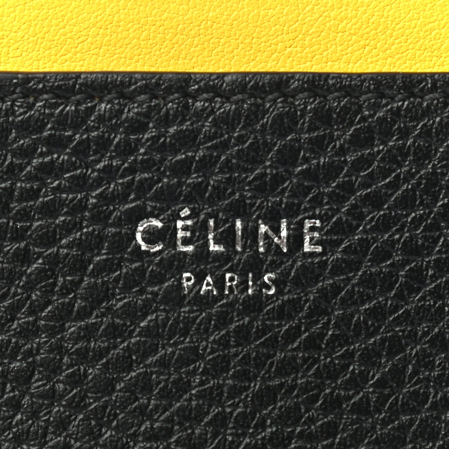 Drummed Calfskin Bi-Color Card Holder Black Yellow