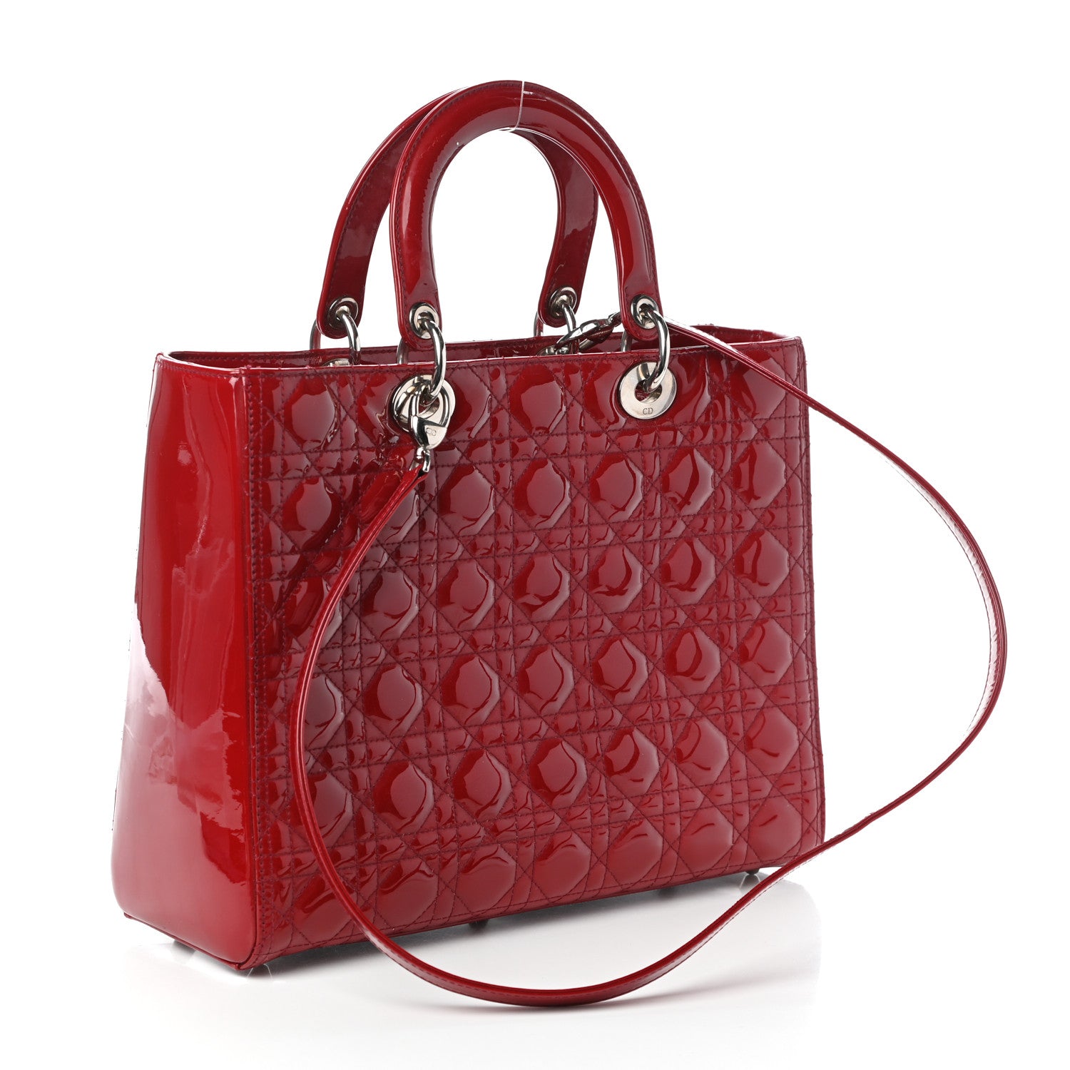 Christian Dior Patent Cannage Large Lady Dior Red 3 of 9