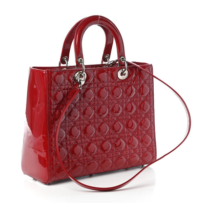 Christian Dior Patent Cannage Large Lady Dior Red 3 of 9