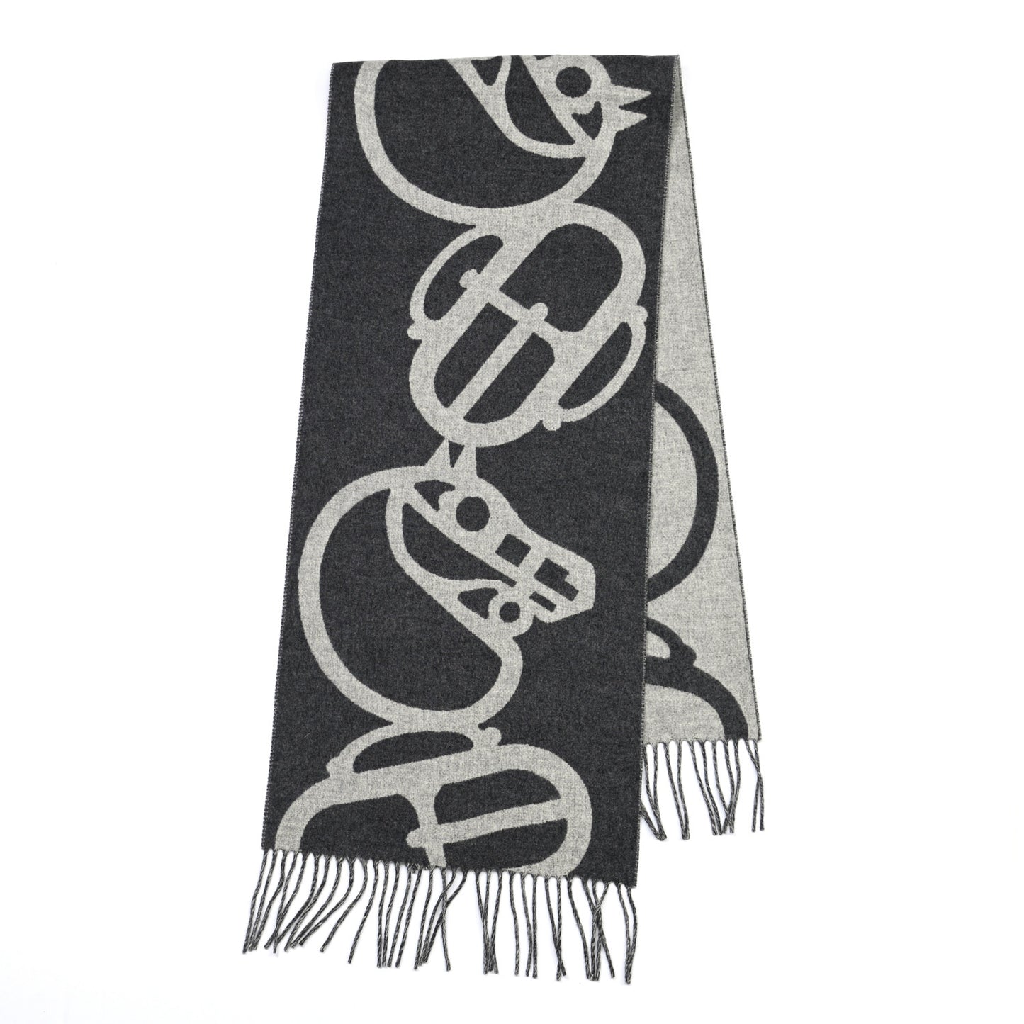 Cashmere Boucles et Camails Muffler Anthracite Gris Clair
