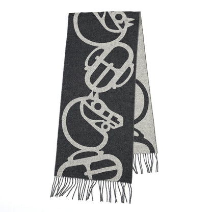 Hermes Cashmere Boucles et Camails Muffler Anthracite Gris Clair 2 of 4